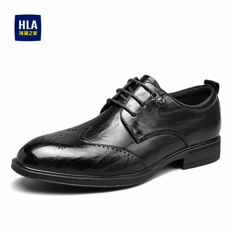 HLA/海澜之家男鞋新款春秋流行尖头雕花布洛克鞋正装商务结婚皮鞋商品大图