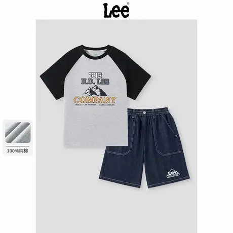 Lee童装男孩潮帅气时髦套装男童牛仔短裤薄儿童夏装大童酷帅衣服商品大图