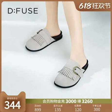 DFuse迪芙斯春夏季新款羊绒厚底勃肯鞋包头拖鞋女图片