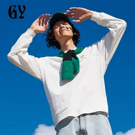 雅戈尔奥莱 GY男装秋季青年休闲时尚纯色潮长袖T恤商品大图