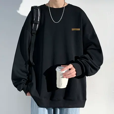 美式复古长袖t恤男春秋季休闲宽松内搭打底衫体恤潮流简约上衣服T商品大图