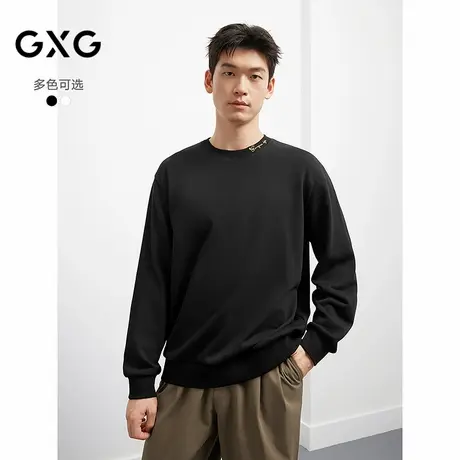 25年秋季新品GXG男装简约时尚领口刺绣设计休闲百搭长袖T恤男内搭图片