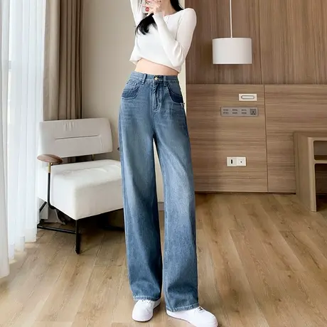 阔腿牛仔裤女2023年春秋新款高腰直筒宽松显瘦复古百搭ins拖地裤商品大图
