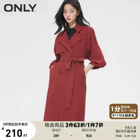 ONLY奥莱夏季红色拜年通勤风长款双排扣风衣外套女商品大图