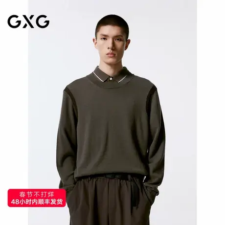 GXG男装 可机洗毛衫插肩袖毛衣男轻薄 24年秋G24X203003商品大图