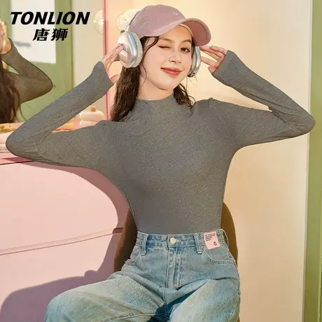 唐狮半高领莫代尔打底衫女秋冬内搭可外穿保暖修身长袖上衣t恤VB图片