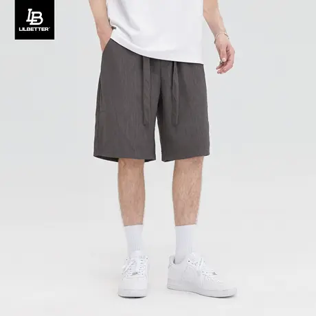 Lilbetter300g重磅休闲裤男款潮牌肌理感短裤抽绳五分裤夏季裤子商品大图