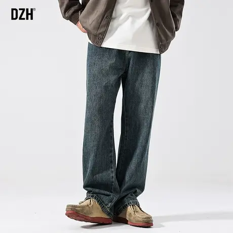 男士深蓝色大码牛仔裤男2023新款秋季美式裤子男款休闲裤直筒垂感商品大图