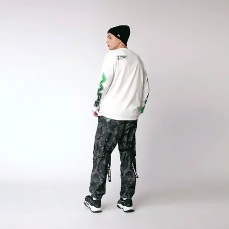 Aape男装秋冬猿颜字母印花口袋织带装饰迷彩束脚长裤6549XAD商品大图