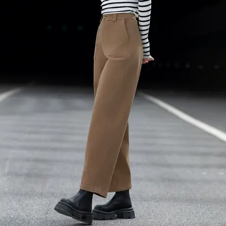 焦糖棕裤子女装2023新款秋冬季爆款女士休闲裤卡其色哈伦裤九分裤商品大图