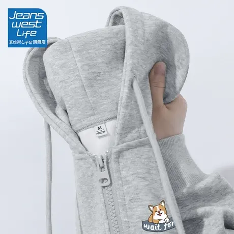 真维斯LIFE灰色外套女春秋款2023年新款小个子韩系慵懒风开衫卫衣图片