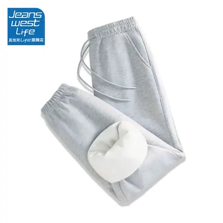 真维斯LIFE灰色运动裤女2023新款秋冬日杂风穿搭加绒加厚休闲卫裤商品大图