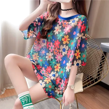 短袖t恤女夏季韩版宽松大码女装胖mm中长款设计感小众体桖上衣潮商品大图