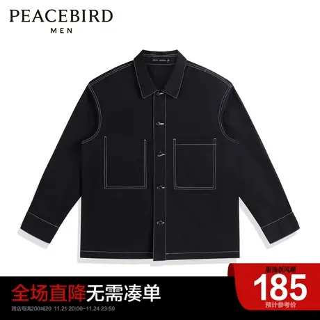 太平鸟男装奥莱 黑色工装休闲衬衫商品大图