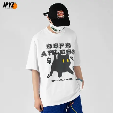 短袖T恤男2023夏季新款男士宽松大码半袖上衣五分袖纯棉潮流体恤图片