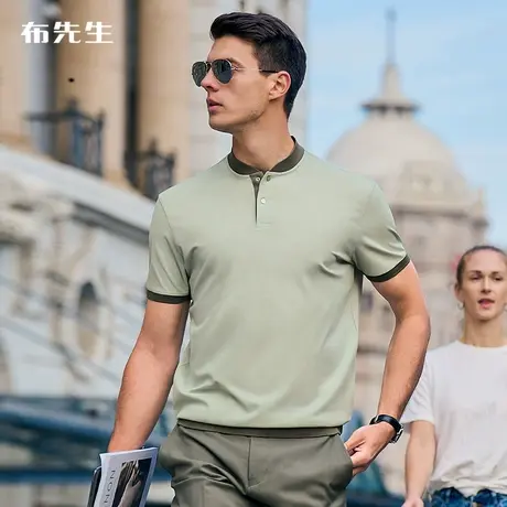 MrBu布先生时尚撞色棒球领纯棉t恤男夏季抗皱排汗短袖AT12022商品大图