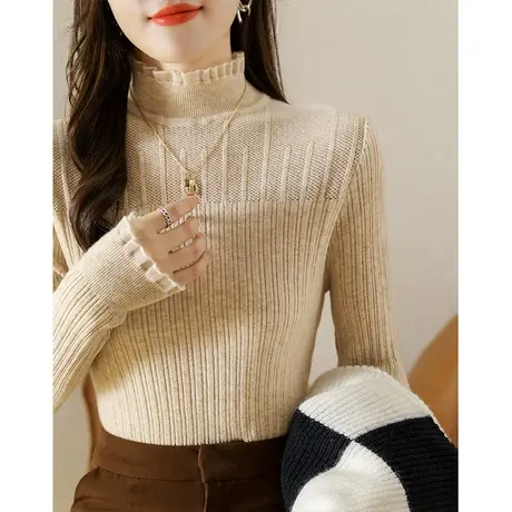 半高领打底衫紧身修身内搭长袖针织衫秋冬季新款百搭套头毛衣女士商品大图