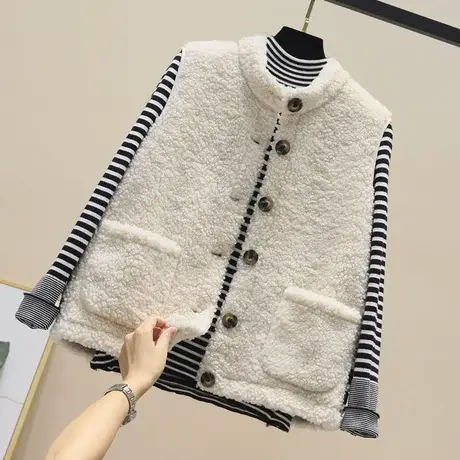 马甲女士2023秋冬短款韩版皮毛一体羊羔毛绒百搭马夹背心坎肩外套图片