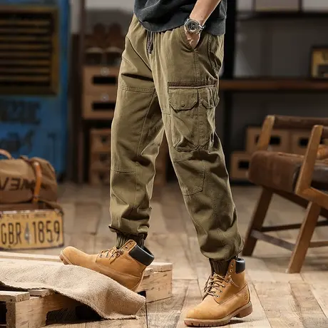 百搭工装裤碳磨雪花绒斜纹高配精梳棉布时尚舒适束脚休闲工装裤商品大图