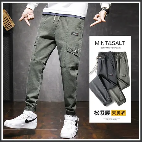 军绿色工装裤男士束脚宽松哈伦休闲裤子男裤2024年新款春季春秋款商品大图