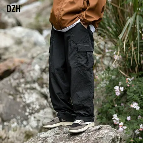 男士工装裤男宽松直筒休闲裤百搭黑色裤子美式高街伞兵裤阔腿长裤商品大图