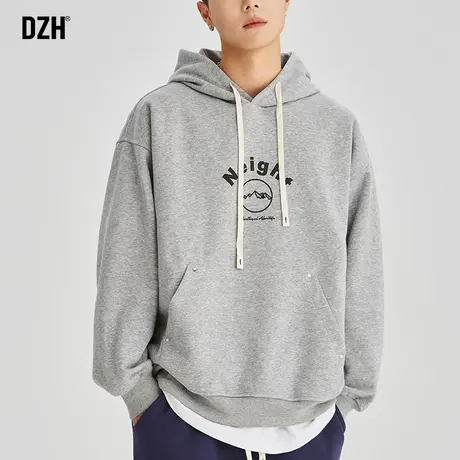 男士灰色卫衣男秋季美式潮牌重磅长袖上衣2023新款宽松青少年外套商品大图