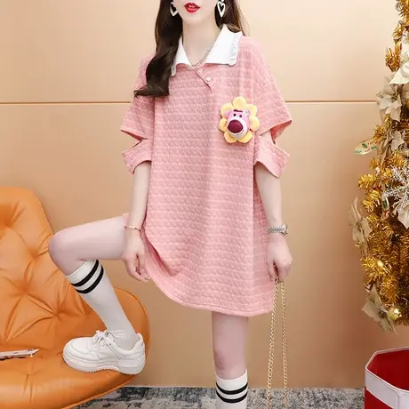 polo领短袖T恤女2024年新款夏季洋气减龄网红宽松设计感正肩上衣图片