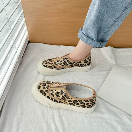 帆布鞋女2024年新款春季薄款一脚蹬懒人单鞋厚底休闲女鞋百搭板鞋商品大图