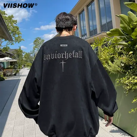 VIISHOW卫衣男美式潮牌高街个性嘻哈圆领宽松春款长袖上衣潮流ins图片