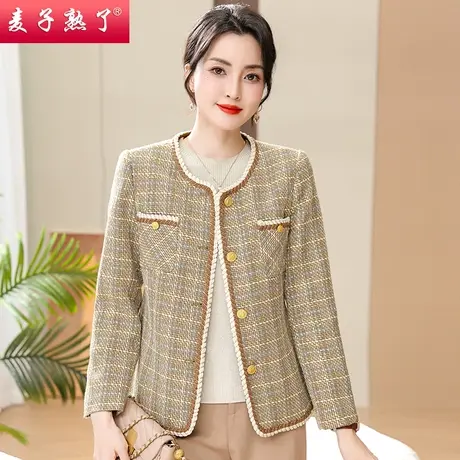 2024春季新款小个子妈妈装短款小香风外套中年女装阔太太夹克上衣图片