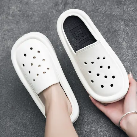 松糕洞洞鞋女款凉鞋办公室包头沙滩EVA增高护士半拖鞋懒人一脚蹬商品大图