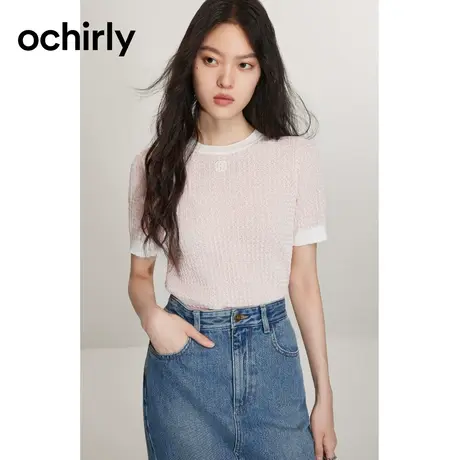 【试用官专享】仿亚麻氧气衫 ochirly欧时力针织衫女2024新款商品大图