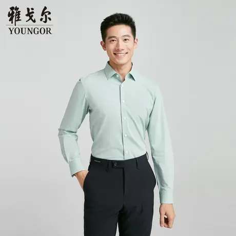 雅戈尔 商场同款男豆绿素色DP系列长袖衬衫YLDP120662SBY商品大图