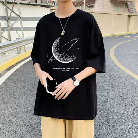 宽松短袖t恤男初中生夏季12一15岁大童纯棉青少年上衣13至14体桖T商品大图