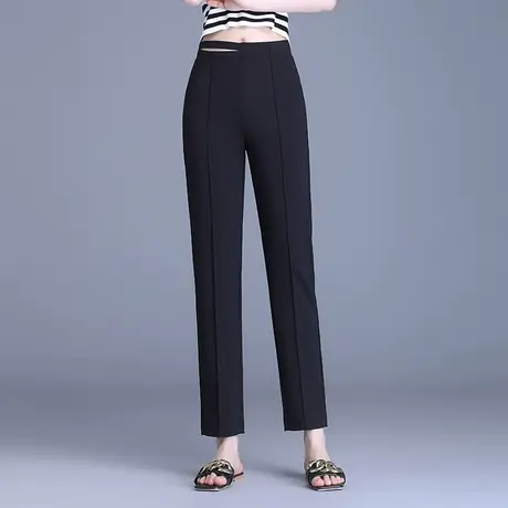 时尚气质小脚裤黑色显瘦哈伦裤夏季2023新款高腰休闲裤韩版九分裤商品大图