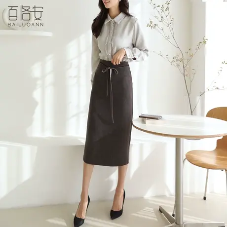 百洛安包臀半身裙女秋季新款韩版显瘦百搭中长裙气质OL通勤一步裙图片