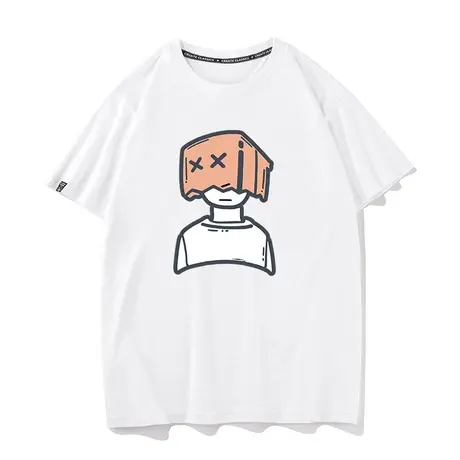 秀洛日系高级感夏季宽松侣别致小恶魔纯棉T恤男夏季半袖圆领短袖商品大图
