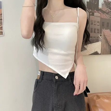 2024年新款夏季女装外穿短款背心设计感小众带胸垫内搭小吊带上衣图片