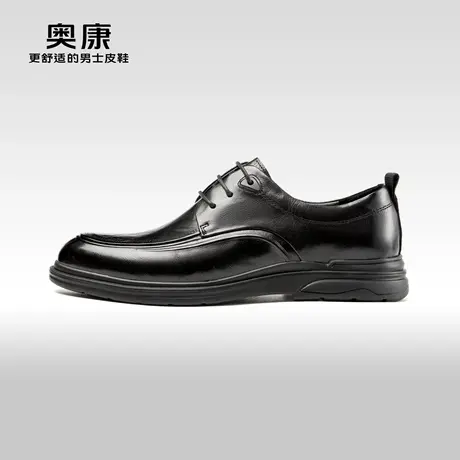 AOKANG奥康春秋季新款商务正装德比鞋男真皮系带压花舒适皮鞋图片