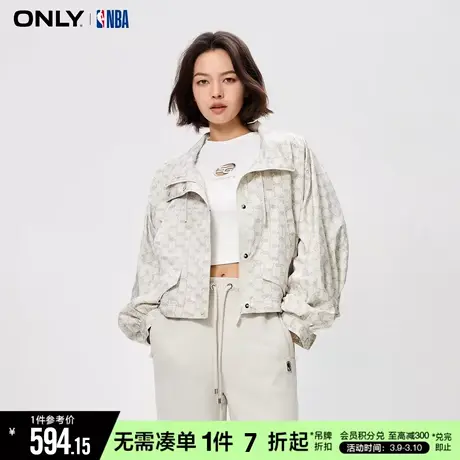 ONLY秋季NBA联名款休闲风满印翻领短外套女商品大图