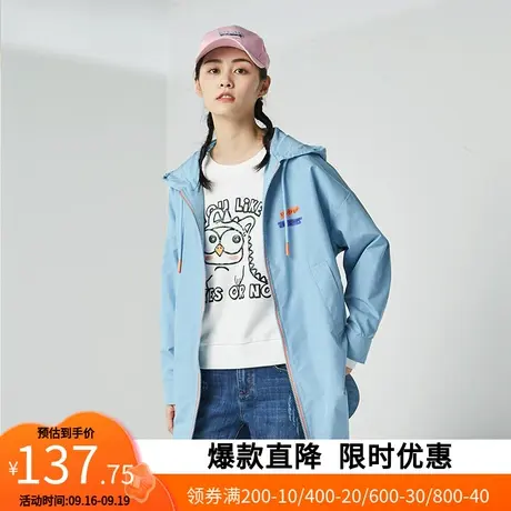 艾格2023春季女装时尚百搭休闲个性潮搭连帽中长款风衣外套W84商品大图