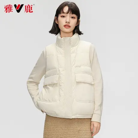 雅鹿官方羽绒马甲女2023新款短款轻薄款立领背心秋冬季小个子外穿商品大图