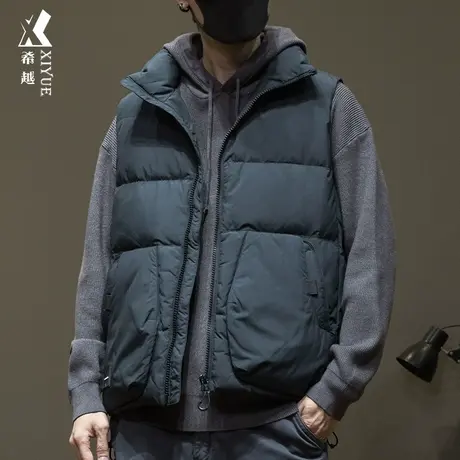 希越80鸭绒加厚棉服外套男士宽松大码美式潮牌羽绒马甲秋冬季新款图片
