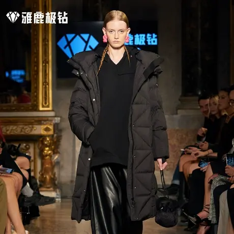 【米兰大秀同款鹅绒服】黑夜系列中长款羽绒服女外套冬季2023加厚商品大图