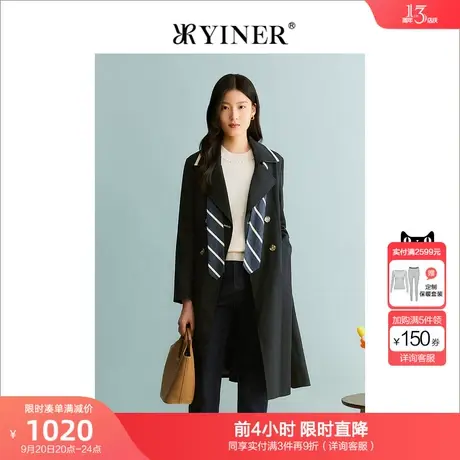 YINER音儿商场同款女装2023秋季新款大衣(风衣)8C63307006商品大图