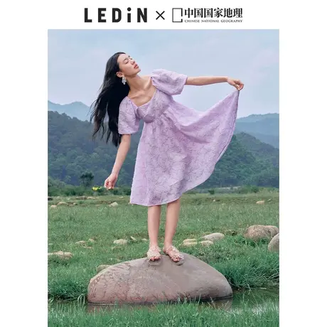 【少女中国】乐町方领公主连衣裙休闲春夏新款女装甜美仙女裙子商品大图