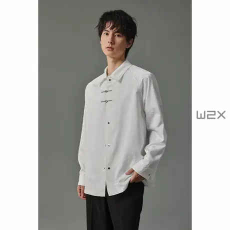 w2x2024秋季新款新中式男装国风长袖衬衫男高级感痞帅休闲衬衣潮商品大图