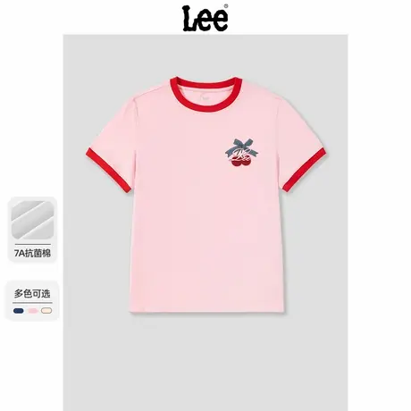 Lee童装儿童短袖女孩2025新款洋气俏皮学生衣服粉色女童夏装上衣图片