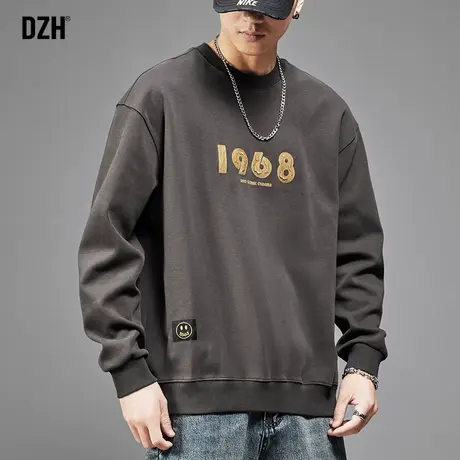 男士400G美式重磅卫衣男圆领秋季潮牌长袖刺绣上衣男装2023年新款商品大图