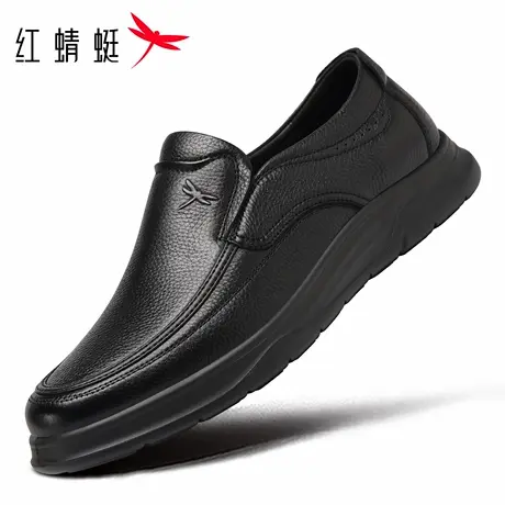 红蜻蜓男鞋新款鞋子男士休闲一脚蹬套脚皮鞋男真皮牛皮爸爸鞋软底商品大图